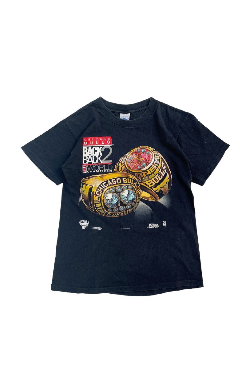 90's Made in USA CHICAGO BULLS BACK 2 BACK Champions Ring T-shirt シカゴブルズ チャンピオンリング Tシャツ 半袖 ヴィンテージ