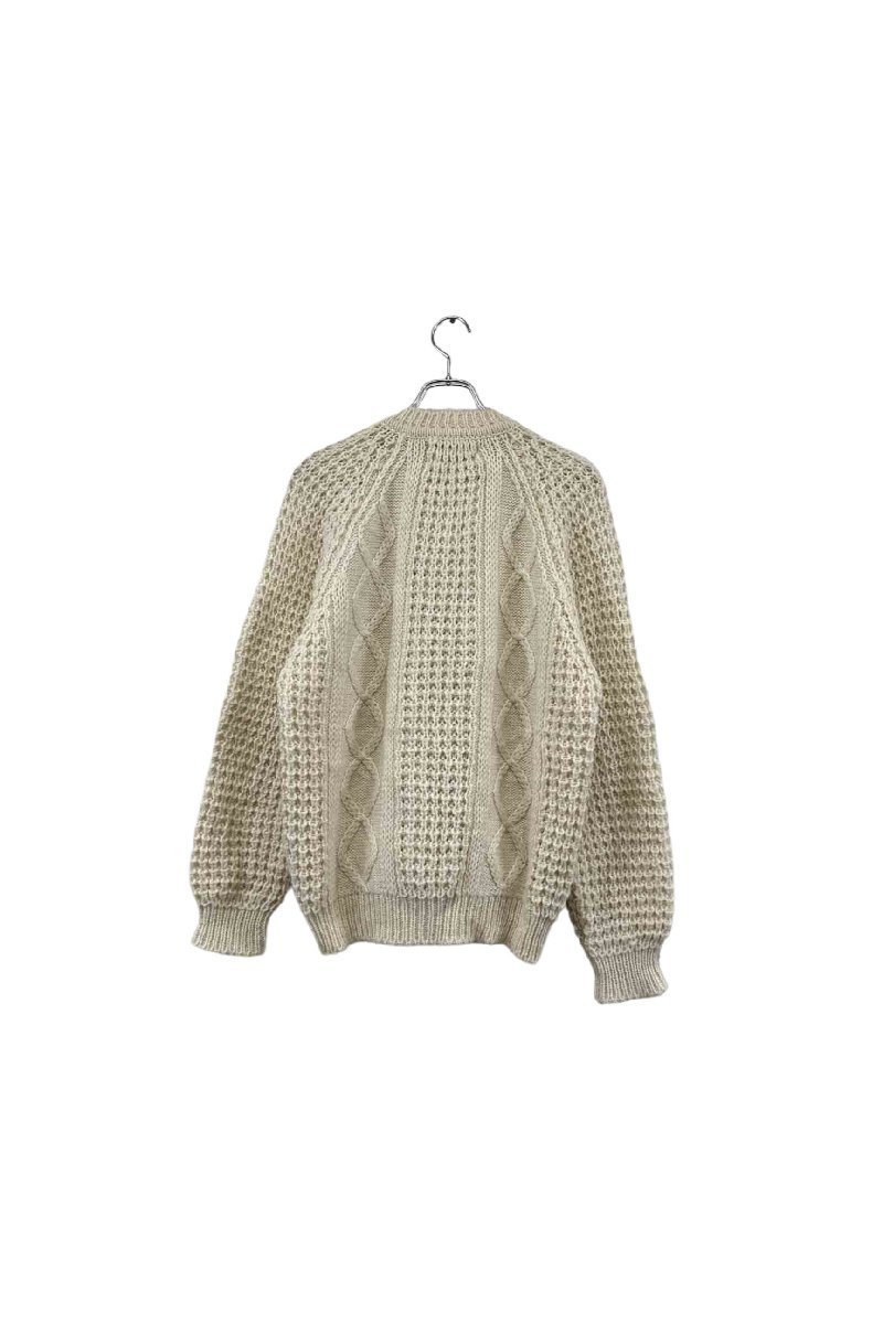 martin stanoun aran knit cardigan アランニットカーディガン フィッシャーマンセーター ホワイト サイズL ウール ヴィンテージ 8_画像2