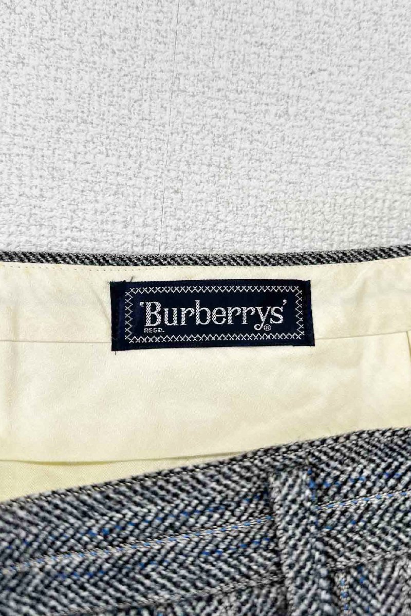 Burberrys wool pants Burberry z шерсть брюки низ полоса рисунок "в елочку" серый Vintage 6