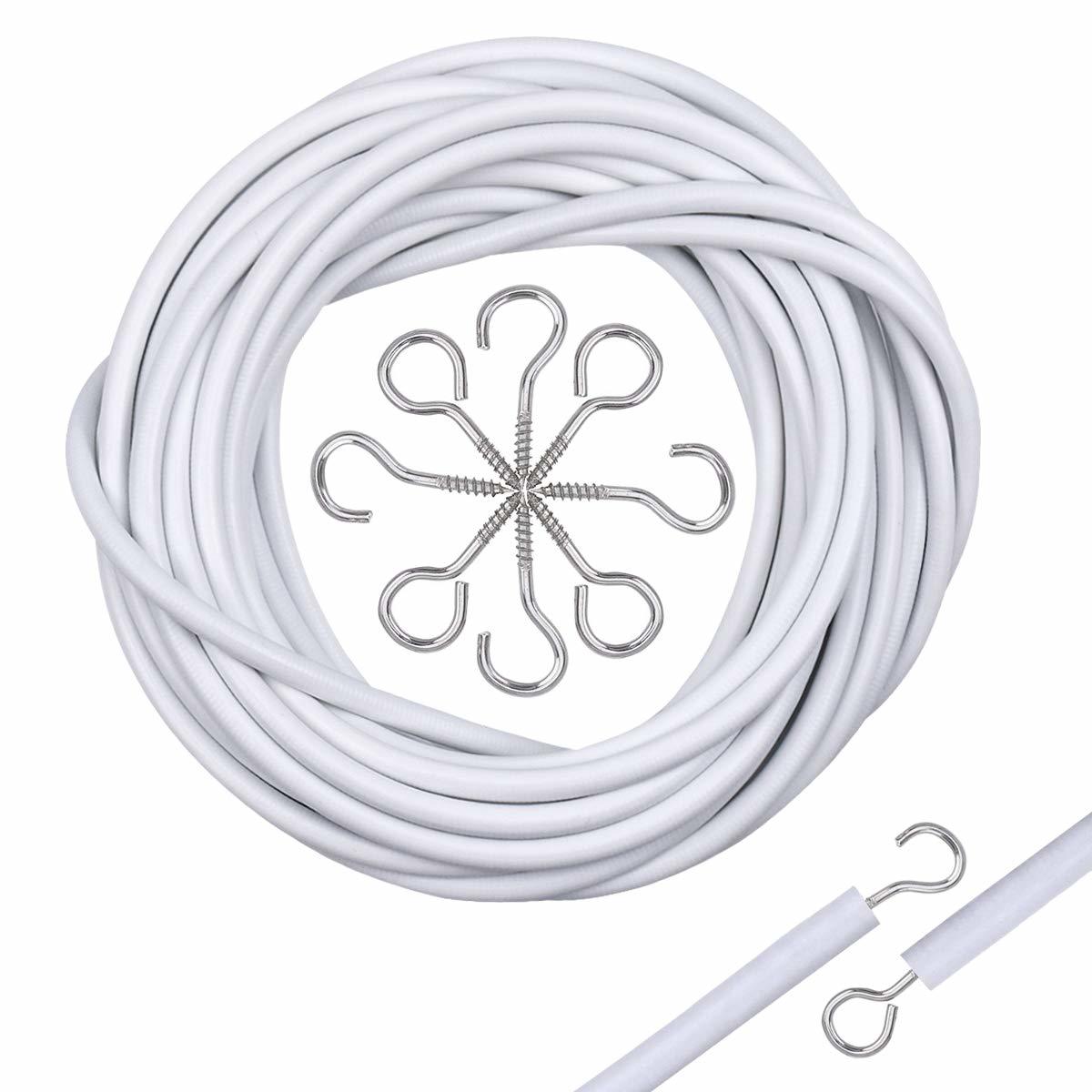 【中古】Disino Net Curtain Wire and Hooks Kit, 5M White Curtain Cord with 10pc_画像1