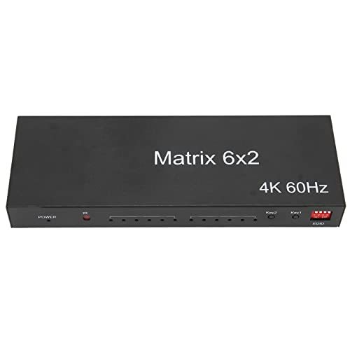 【中古】HD 4K 60 Hz 6x2 HDMIスプリッター 6in2出力スイッチャーは最大4K60HzHDCP 2.2 3Dサラウンド EDIDコ_画像1