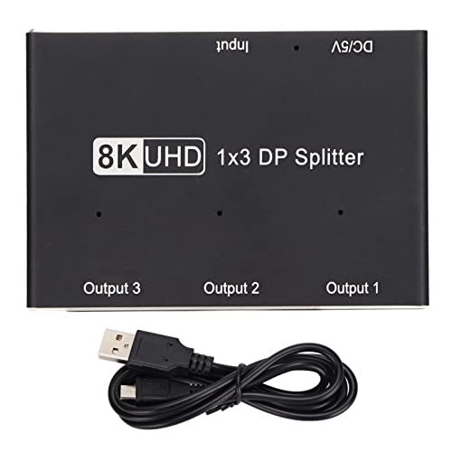 【中古】8K DisplayPort スプリッター 1 in 3 Out、8K@60Hz/4K@144Hz 1x3 DP1.4 トリプル スプリッタ_画像1