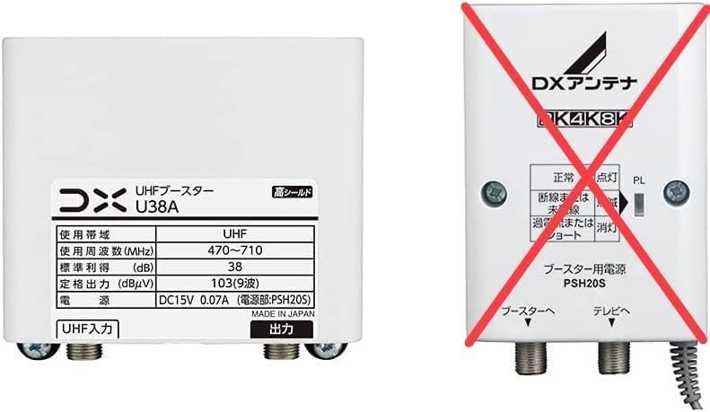 【中古】DXアンテナ U38A (U43A同等品) 電源なし ブースターのみ UHFブースター(33dB/43dB共用形) デュアルブースター 家庭_画像1