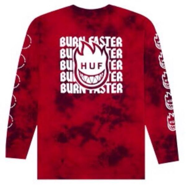 HUF × Spitfire BURN FASTER ロンT LONG レッドM