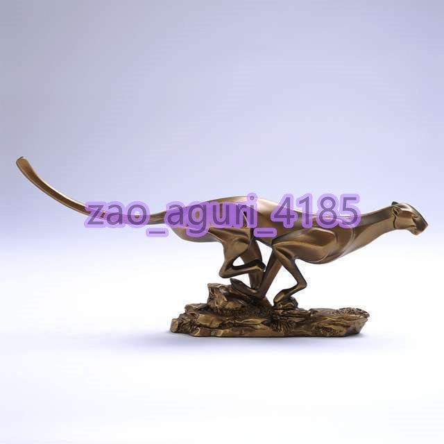 2346 チーター 彫刻 銅像 樹脂 36×7×15.5cm 置物 デコレーション 装飾 銅 インテリア アンティーク 動物 アニマルオブジェ