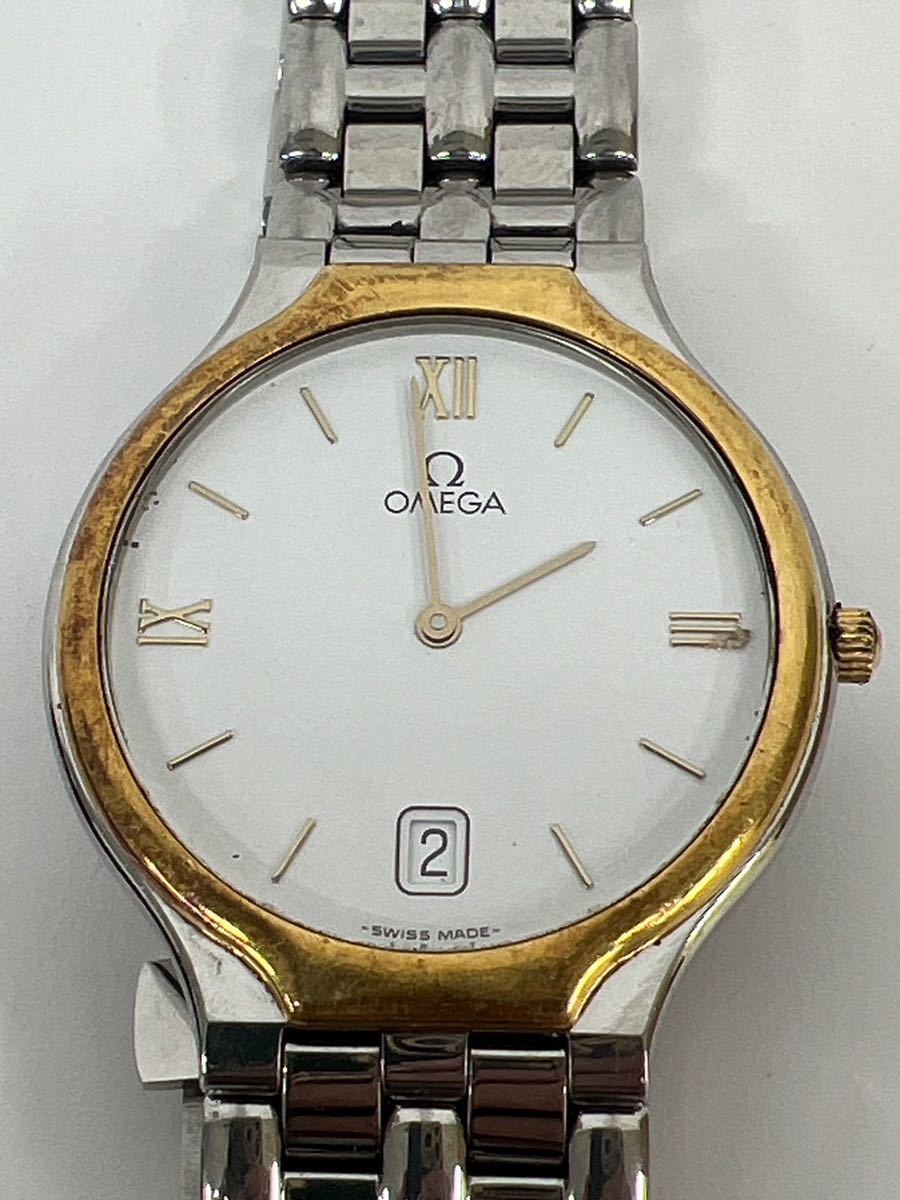 OMEGA オメガ デビル クォーツ時計　QZ 白文字盤 デイト メンズ腕時計 ヴィンテージ　本体のみ　不動　GST012002_画像2