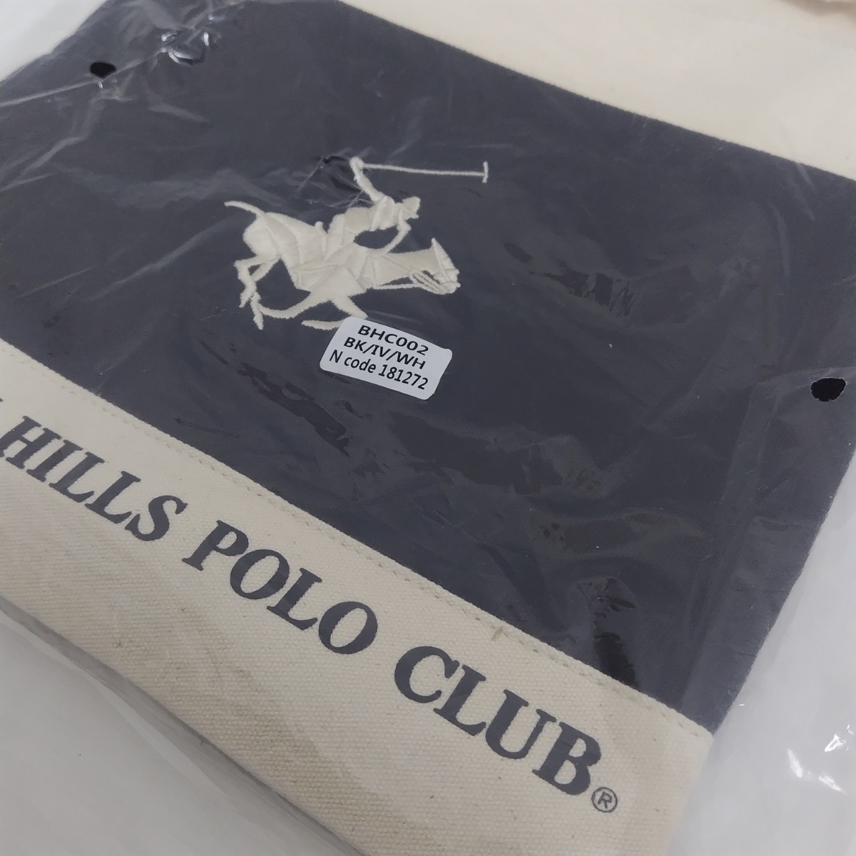 ビバリーヒルズポロクラブ BEVERLY HILLS POLO CLUB ショルダーバッグ 未使用品 タグ付き ブラック アイボリーの画像2