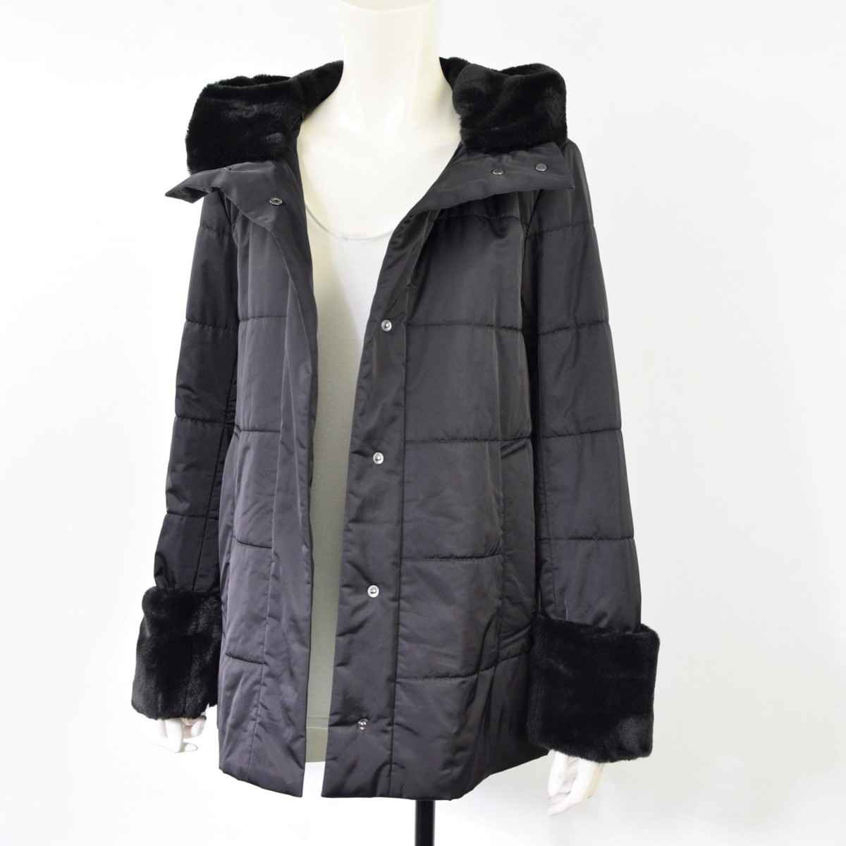 5000-II00001* Macintosh Mackintosh beautiful goods black removal fur attaching with cotton coat 38 black 