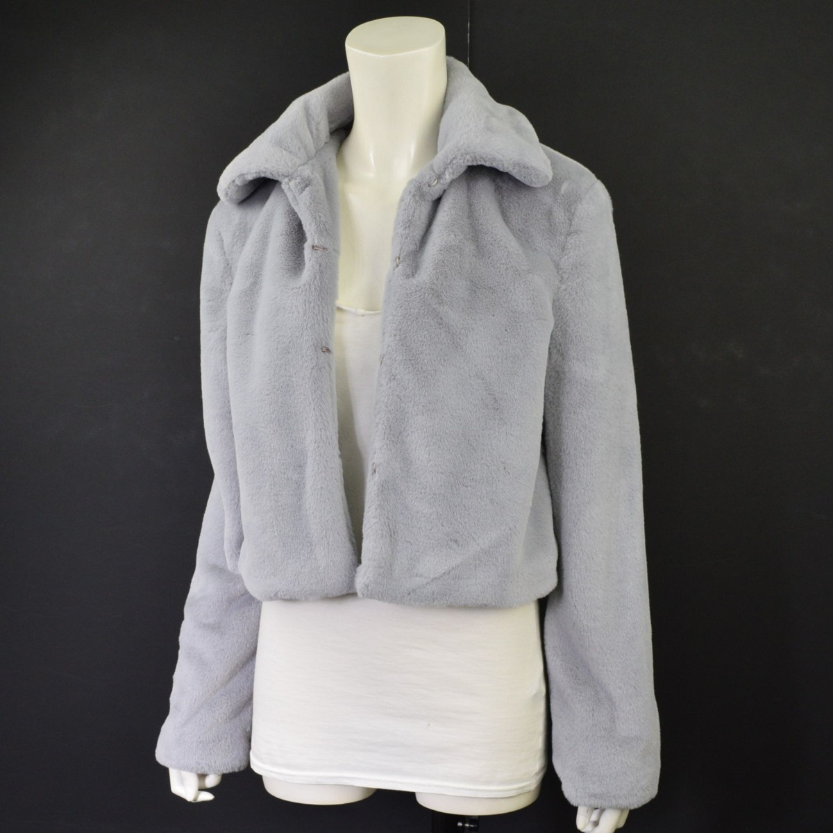 5000-II00008*superdown beautiful goods *.ko-te.! soft eko fur jacket / short coat XS gray 