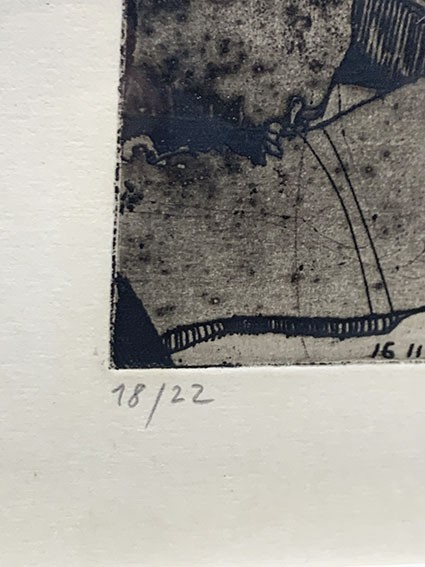 ホルスト・ヤンセン版画17　銅版画　限22　額装　1970年作　サイン有　17.5×24.7　F:44.4×56.4　Horst Janssen_画像3