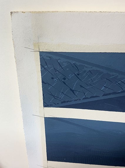 近藤竜男画額「Drawing for Gray-Blue Painting:84.N.III 2.C」アクリル　紙　1984年作　サイン有　30×29.5　F:45.5×45_画像2