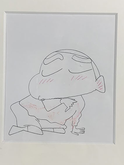 「クレヨンしんちゃん しんのすけ、風間くん」セル画 背景コピー付 各14×12 F:36.5×44.3 額装 臼井儀人原作の画像2