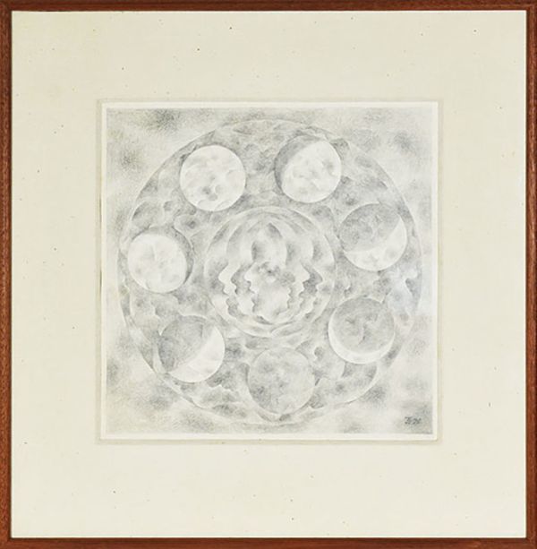 藤松博版画額「玉」　鉛筆　紙　1970年　30.5×30.5　F:50.3×49.3　Hiroshi　Hujimatsu