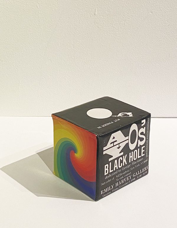 .. work [Rainbow Hole/Black Hole] Emily Harvey Gallery paper made reverse side . autograph 8.5×9.5×H8 1991 year Ay-O full k suspension 