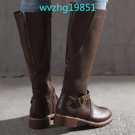  new work boots lady's long boots jockey boots low heel long height woman boots stylish put on footwear ... beautiful legs 22.5cm~26.5cm