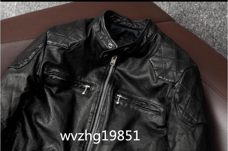 ライダースジャケット レザージャケット 本革 羊革　革ジャンコート　vintage　バイクジャケット メンズファッショ Ｓ～5ＸＬ黒/XLサイズ_画像6
