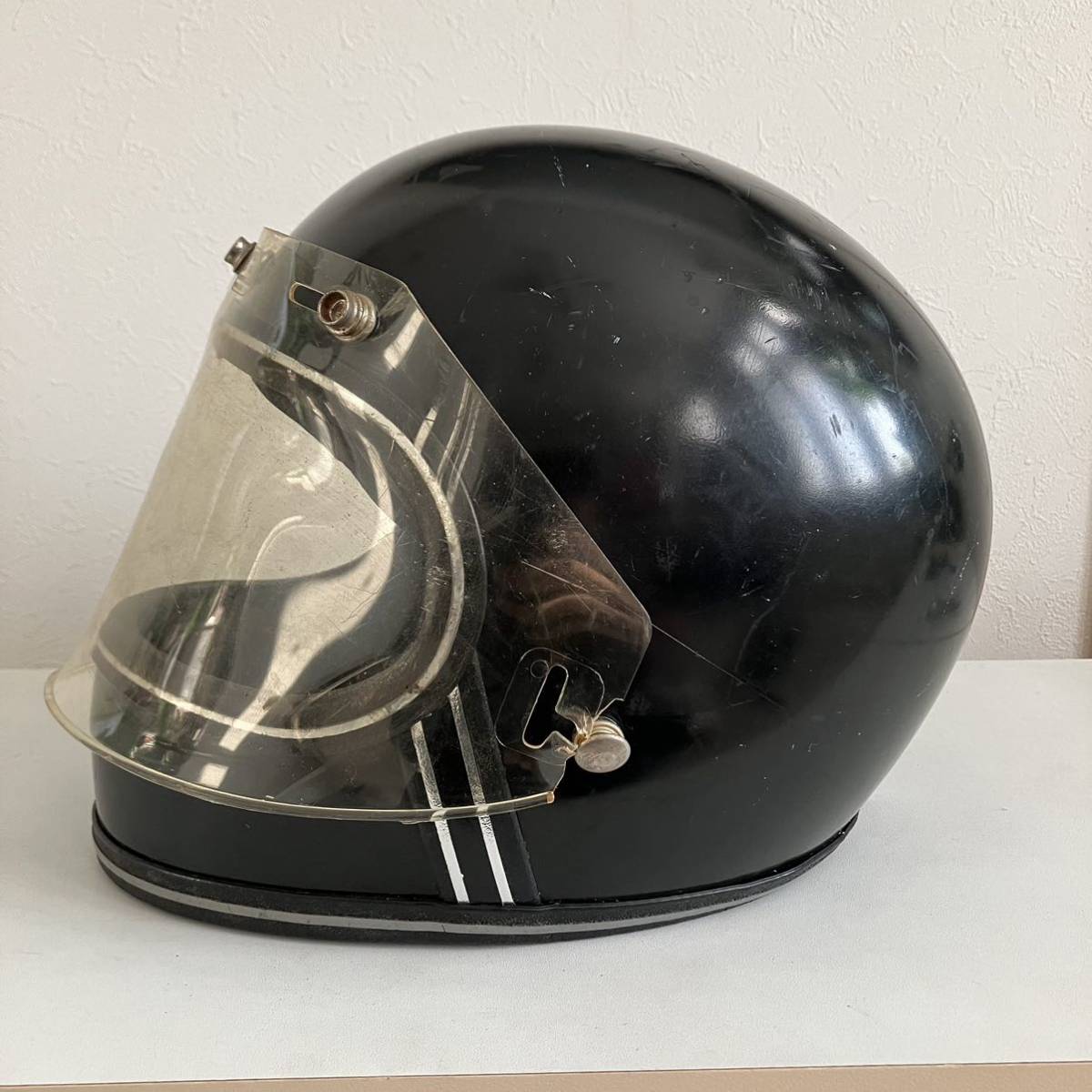 GRANT RG-9*L size vintage helmet 70 period black shield old car Harley full-face USA Challenger Biker MOTORS INC