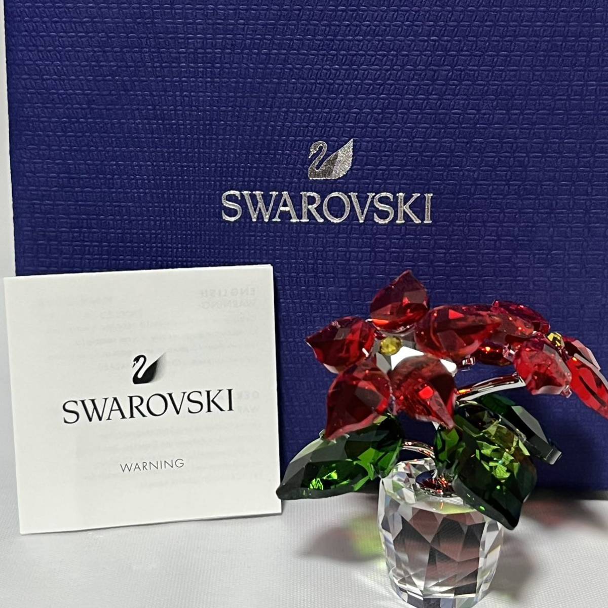 美品 SWAROVSKI スワロフスキー ポインセチア 花 置物 クリスタル