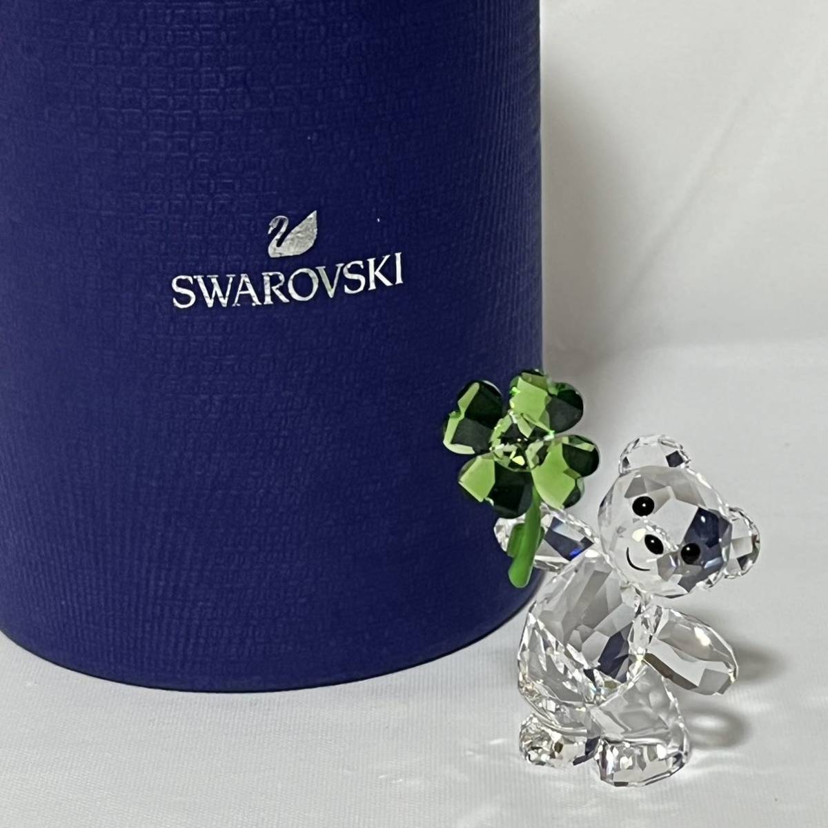 美品 SWAROVSKI スワロフスキークリスベア LUCKY CHARMクローバー 置物 の画像2