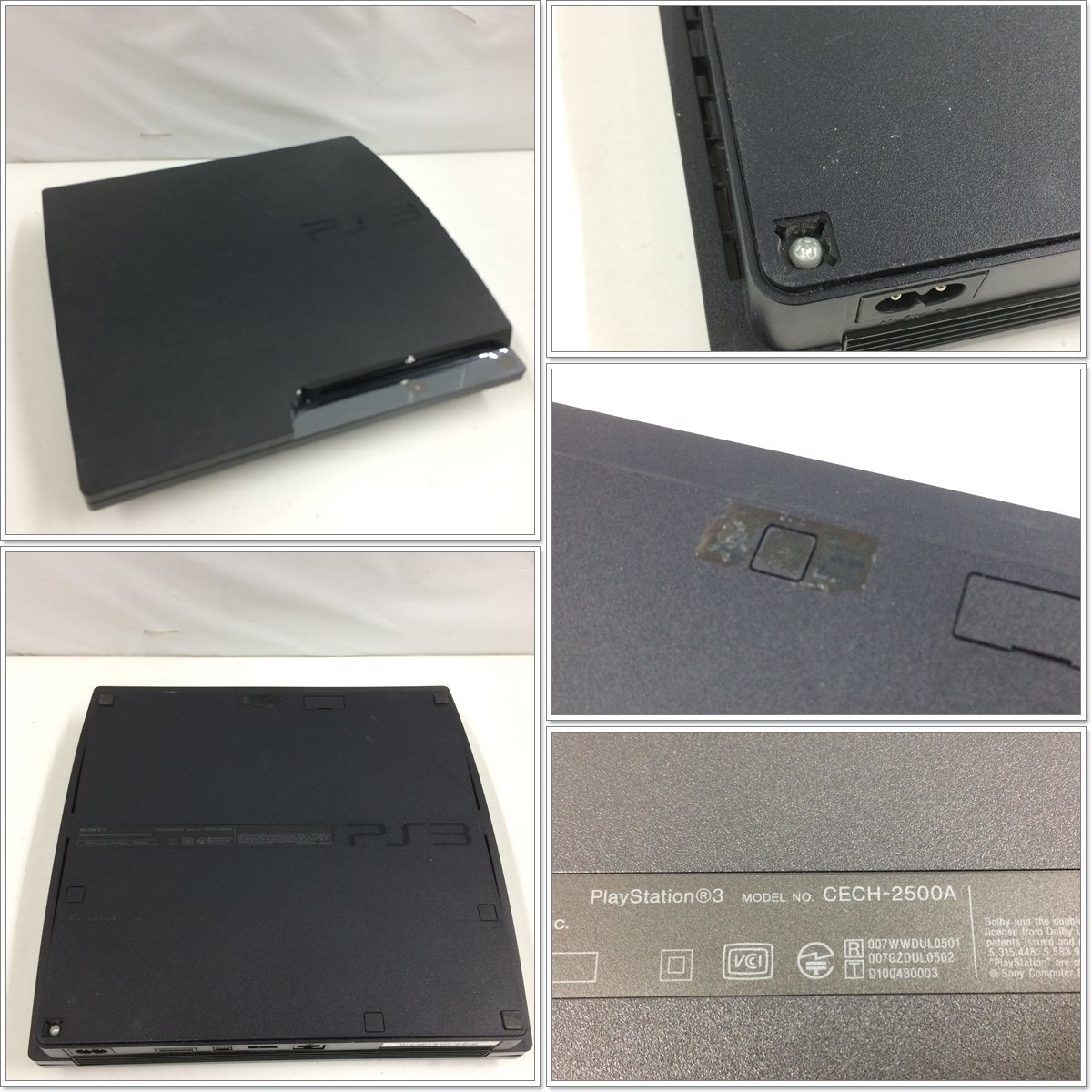 f082*80 【可動品】 SONY ソニー PS3 本体 130GB CECH-2500A 160GB チャコールブラック 封印シールなし_画像3