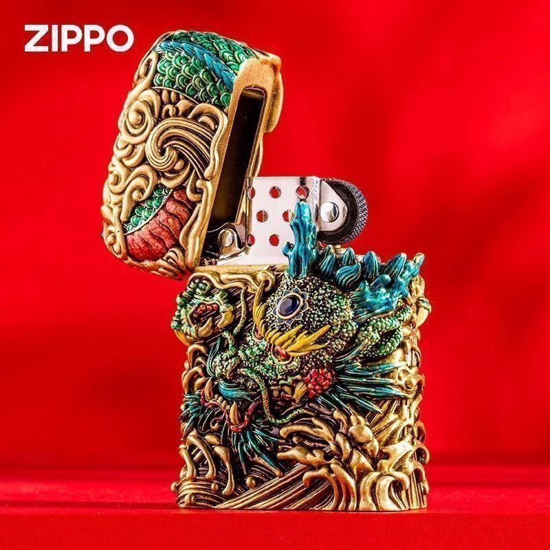 1円 定価 龍 Zippo 夜光 青竜真鍮製 スリム ライター ジッポー オイルライター 新品煙 グッズ_画像5