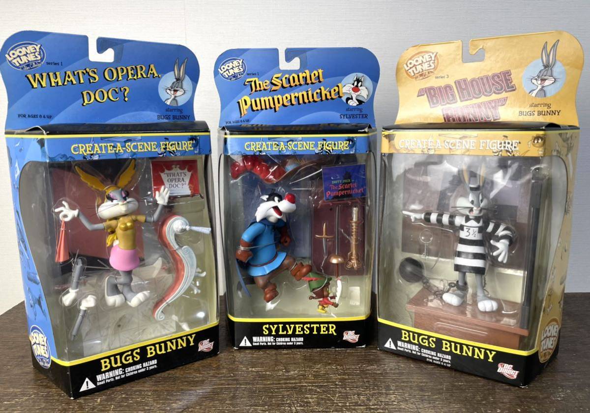 未開封 Looney Tunes ルーニー・テューンズ フィギュア 3体セット バッグス・バニー シルベスター アメトイ フィギュア 人形 置物 当時物