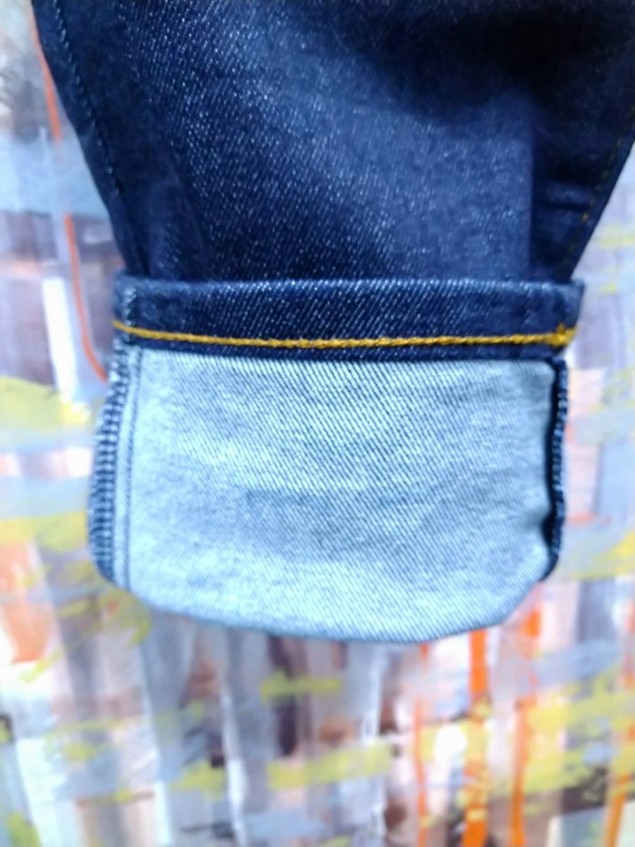 送料込★GU JEANS/スキニー ストレッチソフトデニム 221-349752/w70表示~実寸72/濃インディゴ美品/5ポケ/裾チェーンステッチの画像7