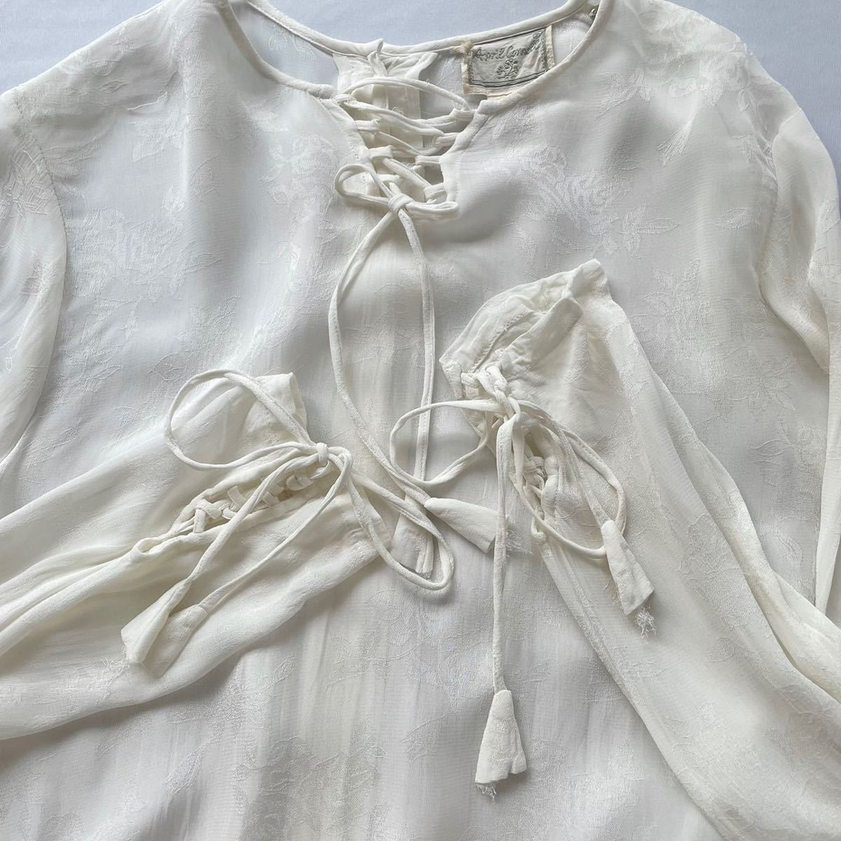 Made in India white rayon tops 白長袖　インドレーヨン　トップス　vintage プルオーバー チュニック ホワイト ヴィンテージ