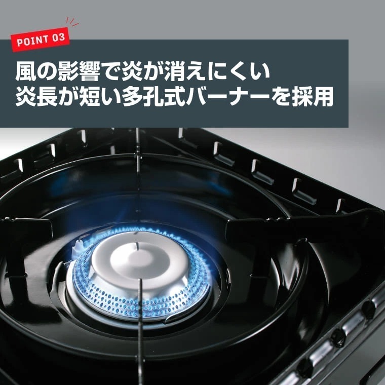 イワタニ タフまる カセットコンロ アウトドア ブラック ケース付き 焼肉プレート 網焼きプレート ガスボンベ 3本セット_画像6