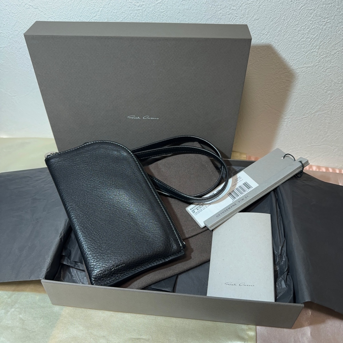 Rick Owens NECK WALLET リックオウエンス ネックウォレット 財布 長財布 RA02A0803-LC 小物　ポーチ　カウレザー　牛革　ネックレス