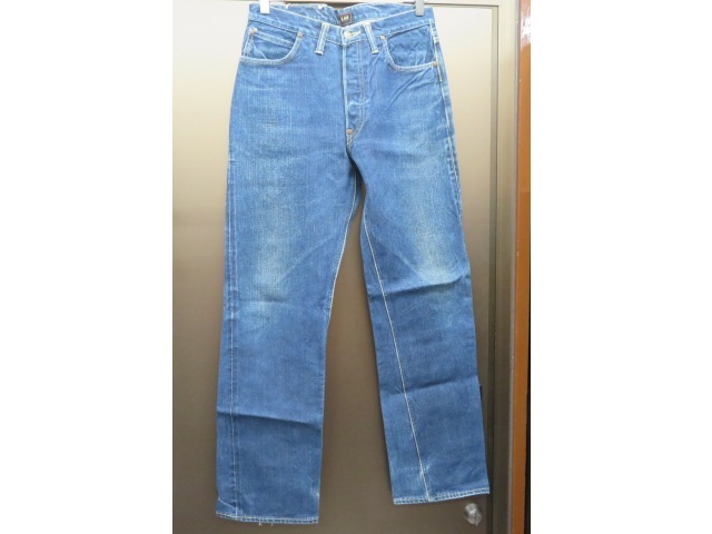 濃紺革パッチ　Leeリー×旧リアルマッコイズ 　デニムパンツジーンズ　裾チェーンステッチ