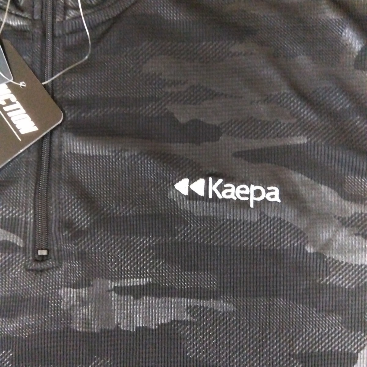 L ③Kaepa ケイパ 新品 半袖ポロシャツ 襟付きトップス ハーフジップ 黒 メンズ紳士 アウトドア スポーツ ゴルフウェア ドライ UV対策 golf