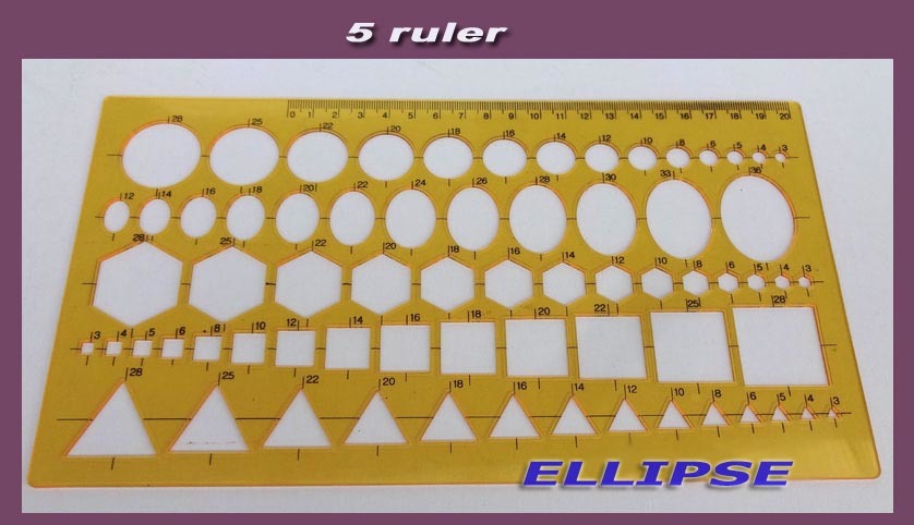 組み合わせテンプレート 円定規 四角 六角 楕円定規 三角 新品即決！hexagonal　triangle　square　circle　ellipse_画像1