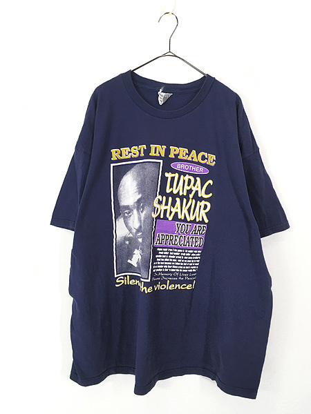 古着 90s USA製 TUPAC SHAKUR 2pac BIGフォト 追悼 ヒップホップ ラップ ブートレグ Tシャツ 貴重 NIKEボディ!! XXL
