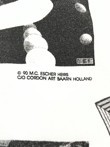 古着 90s USA製 M.C. Escher エッシャー 「水たまり」 豪華 マルチ トリック アート だまし絵 Tシャツ L_画像6