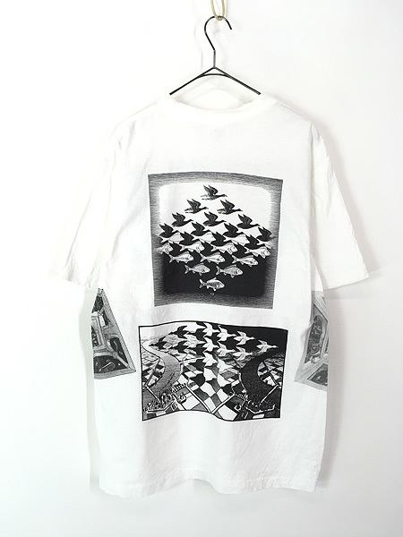 古着 90s USA製 M.C. Escher エッシャー 「水たまり」 豪華 マルチ トリック アート だまし絵 Tシャツ L_画像3