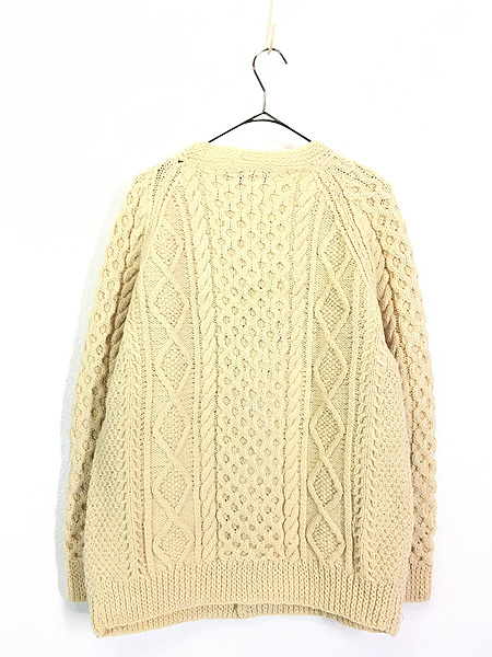 古着 70-80s Ireland製 Abbey knitwear アラン フィッシャーマン ローゲージ ウール ハンド ニット カーディガン XL位_画像3