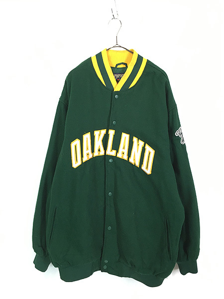 古着 90s MLB Oakland Athletics アスレチックス ウール スタジャン ジャケット XL 古着
