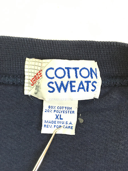 古着 90s USA製 Jerzees Cotton Sweats 無地 ソリッド ヘビー ウェイト スウェット トレーナー 紺 XL_画像6