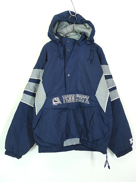 古着 90s STARTER PENN STATE カレッジ 2way パデット ハーフジップ ナイロン ジャケット XL 古着_画像1