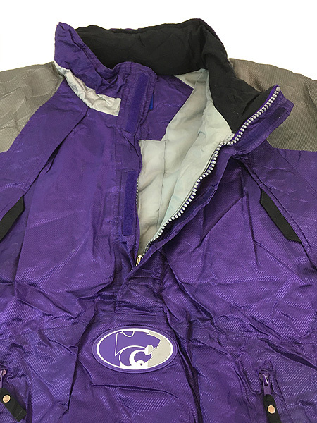 古着 90s STARTER Kansas State Wildcats ワイルドキャッツ ハーフジップ 2way パデット ナイロン ジャケット L 古着_画像6