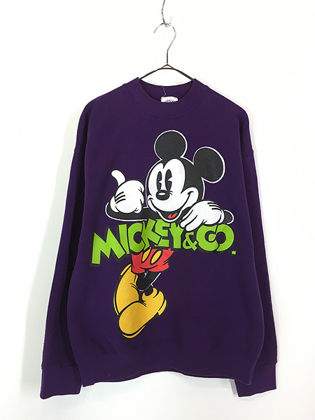 古着 90s USA製 Disney Mickey ミッキー BIG プリント スウェット トレーナー L 古着_画像1