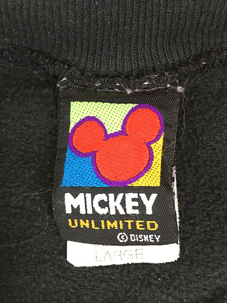 古着 90s USA製 Disney Mickey ミッキー ネオン プリント スウェット トレーナー L 古着_画像7