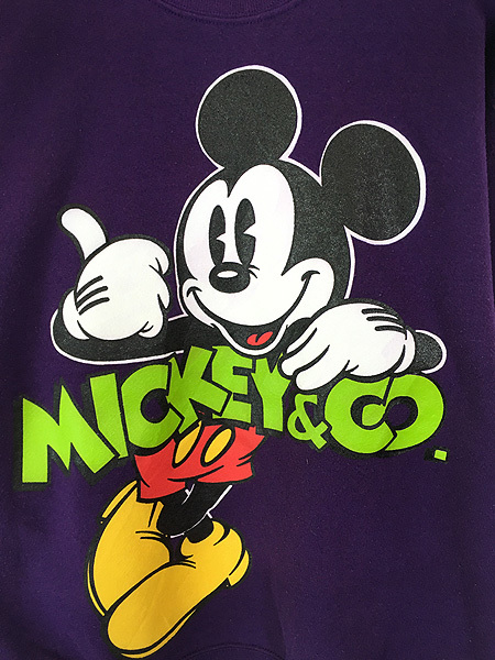 古着 90s USA製 Disney Mickey ミッキー BIG プリント スウェット トレーナー L 古着_画像2