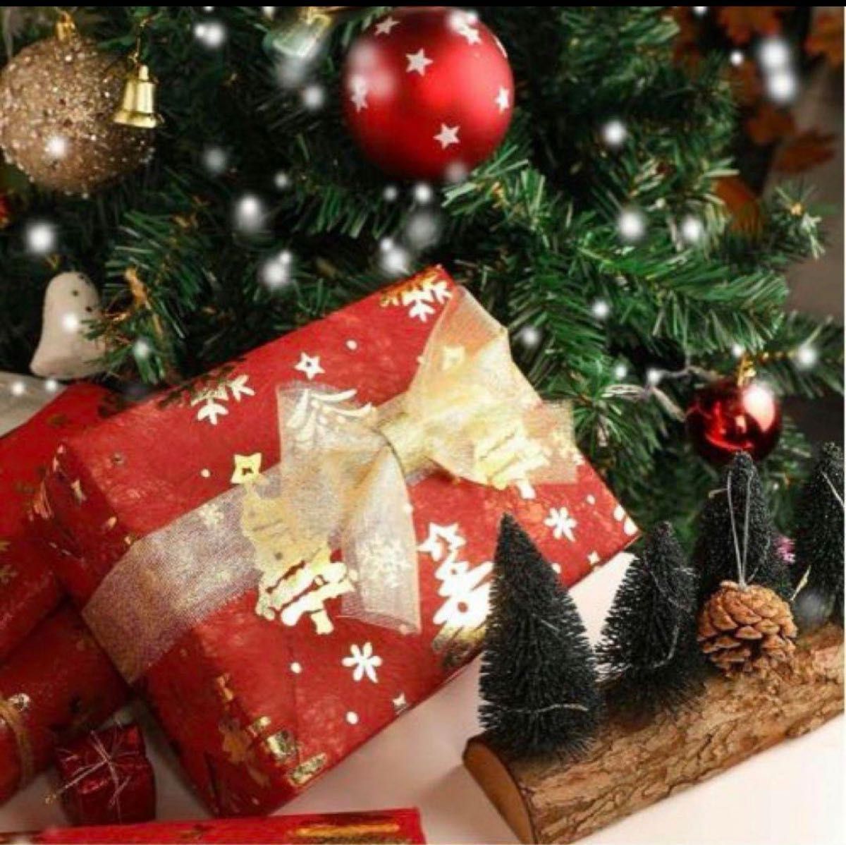 【包装紙】クリスマスツリー柄 不織布 ラッピングペーパー 28cm×10m