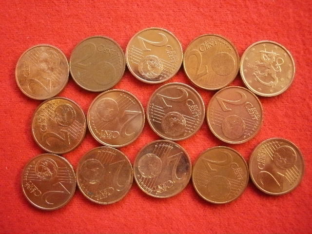 ▼世界のコイン　ユーロ・コイン　1 CENT～２EURO (計 57 EURO 超)　同梱不可　送品=レターパックプラス便　中古並品～_2 CENT=14枚