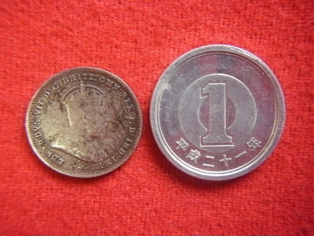 ※世界の銀貨　AUSTRALIA (EDWARDVS VII) THREE PENCE 1910- (.925 silver)　外径約16.20㎜　量目約1.39g　中古並品～_画像1