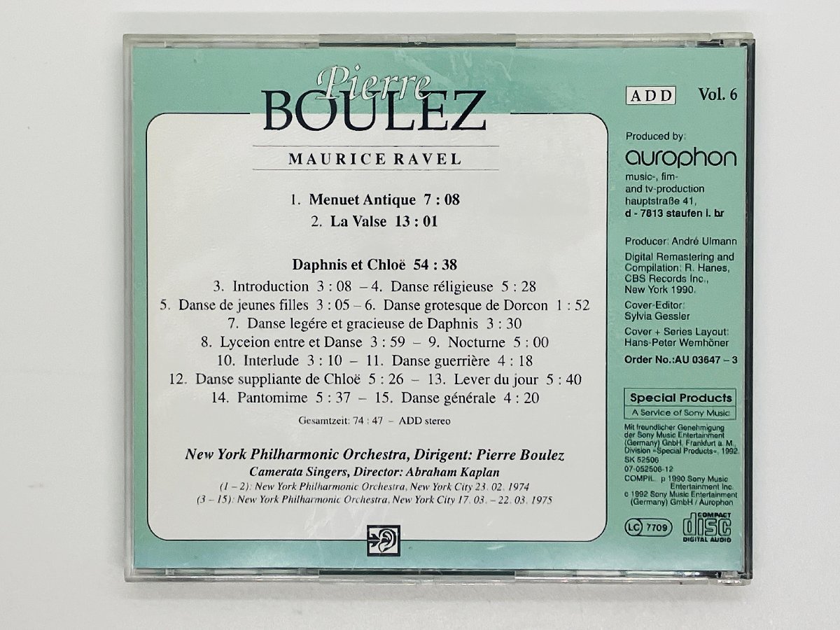 即決CD PIERRE BOULEZ / DIE GROSSEN DIRIGENTEN DES 20 JAHRHUNDERTS / RAVEL Vol.6 ピエール・ブーレーズ Z62_画像2