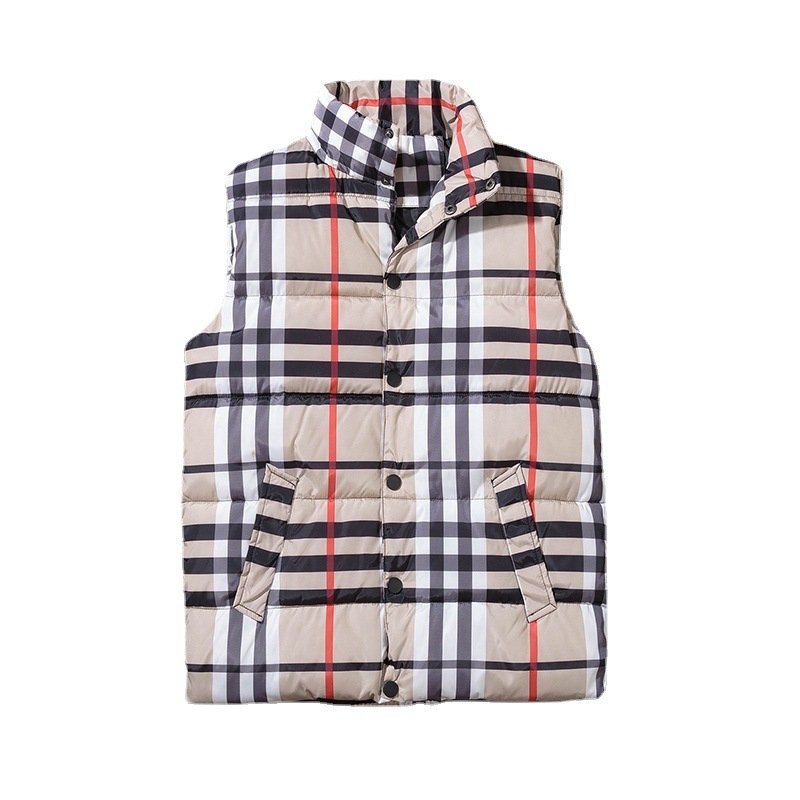 新品 チェック柄 ダウンベスト Plaid Down Vest 中綿 ベスト ベージュ系チェック サイズ Mの画像1