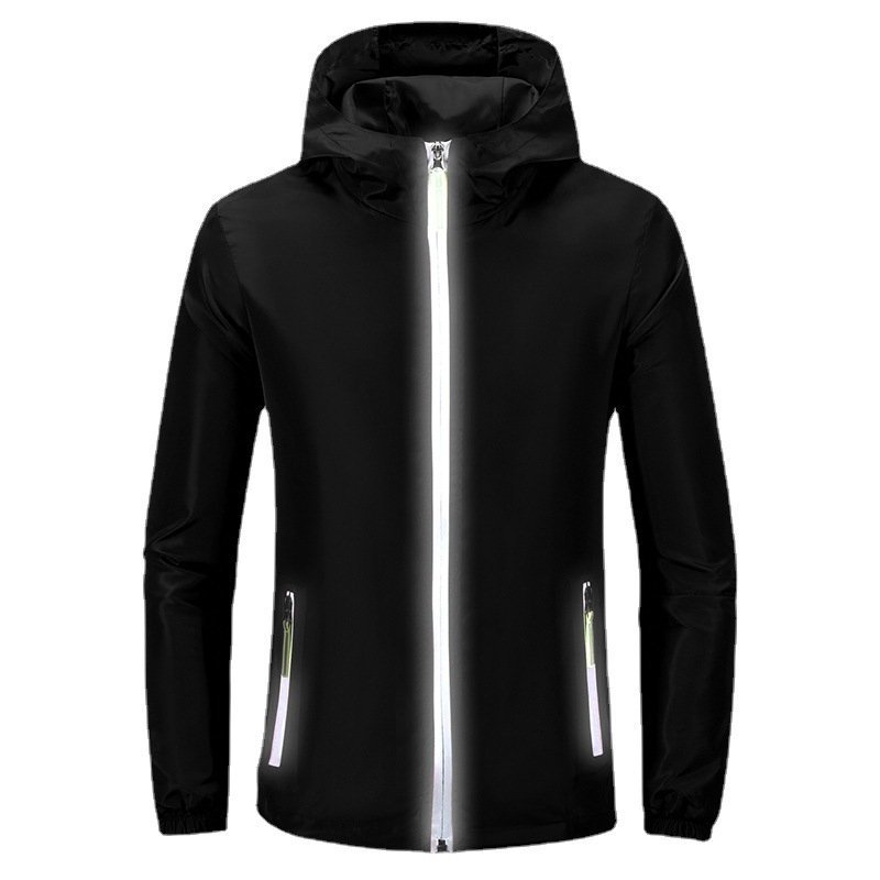 (新品)リフレクター ナイロン フード ジャケット ウインドブレーカー nylon jacket ブラック 黒 サイズ 2XL【送料無料】_他の色も出品しているので画像は共有です